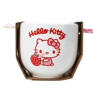 Brand New Hello Kitty Noodle Bowl and Chop Sticks Set
